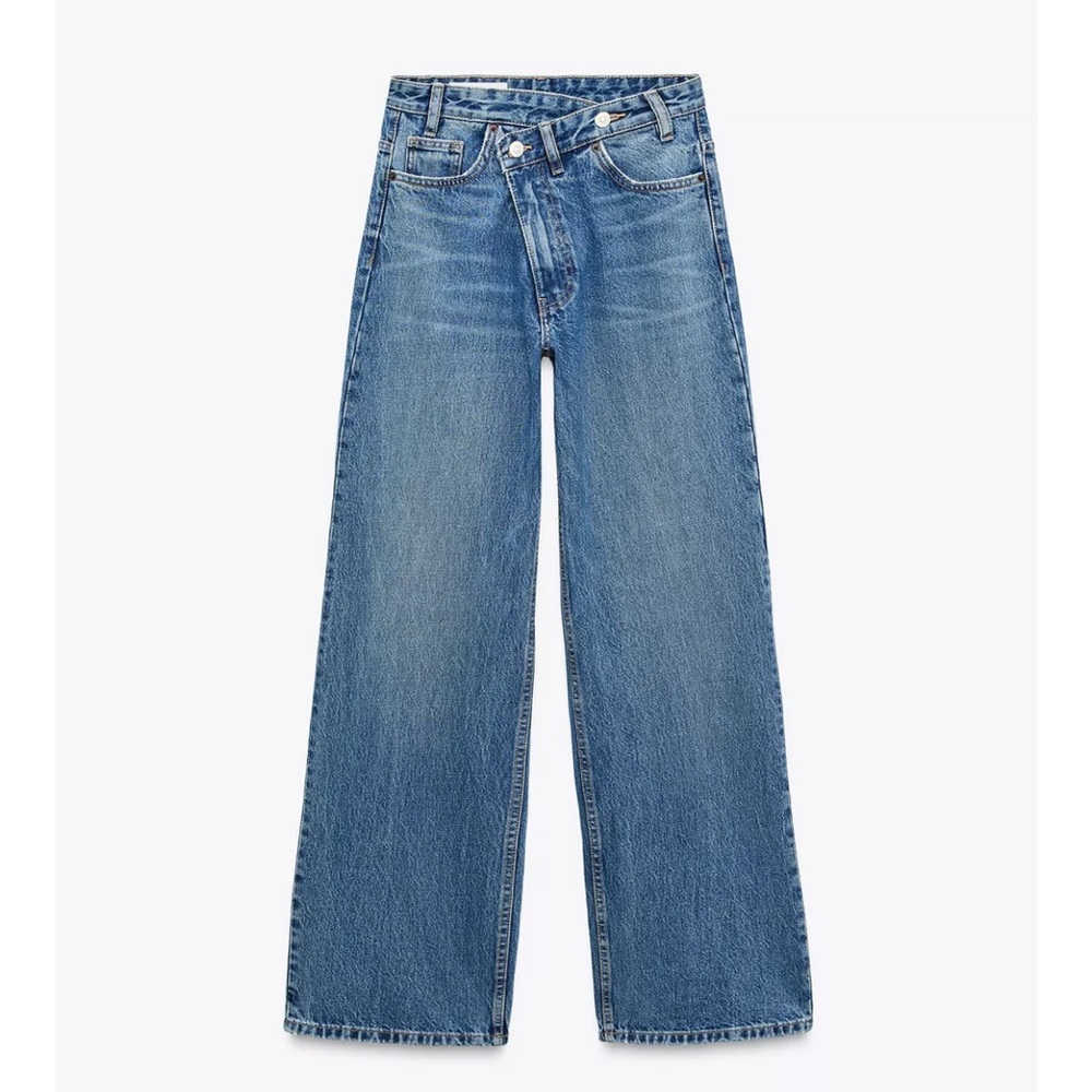 Zara Denim wide leg crossover jeans